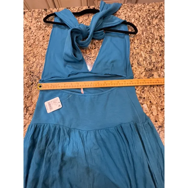 Free People Hinata Convertible Midi Dress Size Medium Halter Blue - Image 7
