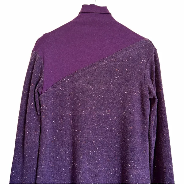 Purple Asymmetrical Pullover Mock Neck Sweater Women's Oversized Knit Top Tunic - Image 4