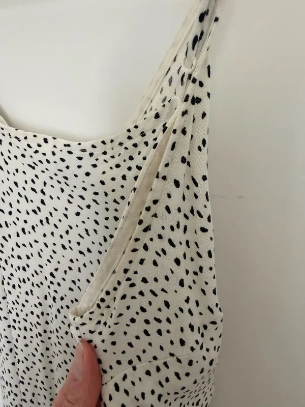 A New Day Summer Dress - White & Black Polka Dot Slit Cami Maxi Dress - Image 5