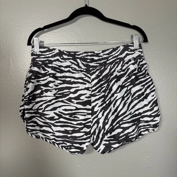 H&M Sport Black & White Zebra Print Running Shorts - Size 10 - Built in Brief - Image 6