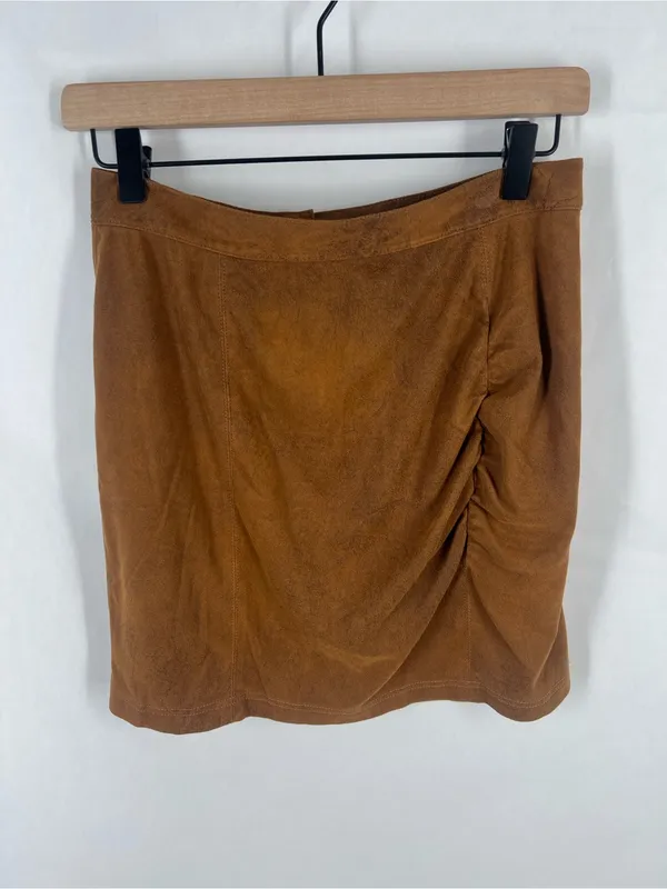 Free People Rumi Ruched Mini Skirt — Chestnut Brown - Image 2