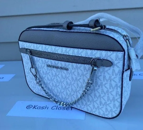 Michael Kors Bright White Chain Crossbody Purse - Image 3