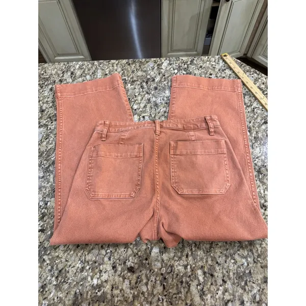Madewell Slim Emmett Wide Leg Cropped Pant Jean Size 28 Orange Cotton Stretch - Image 4