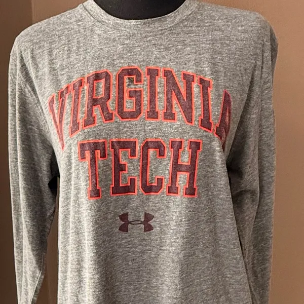 Under Armour Performance Virginia Tech Long Sleeve T-Shirt Heather Dark Gray - Image 2