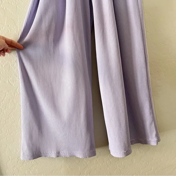 Ekouaer Lavender Ribbed Wide Leg Pants - Image 3