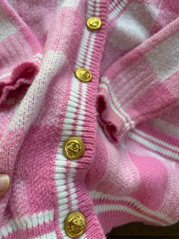 More to Come Revolve Bonnie Pink Plaid Cardigan Sweater XS - Image 10