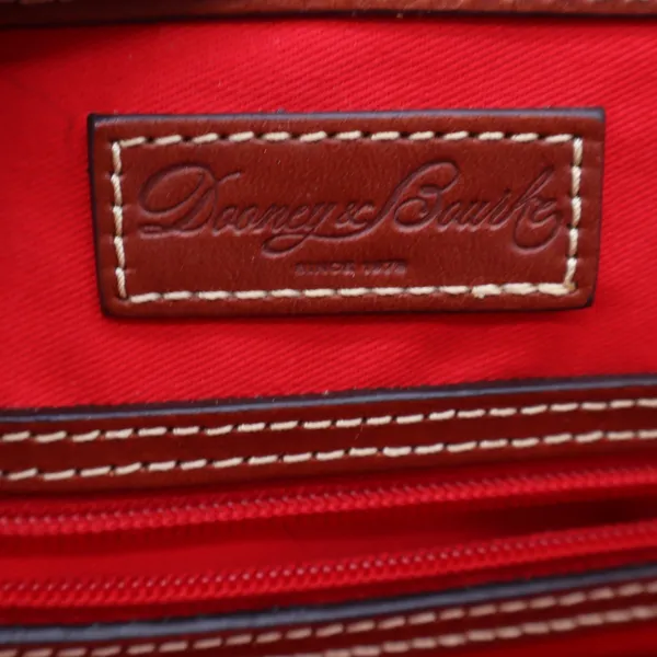 Dooney & Bourke Satchel Womens Medium Zip Zip Pebbled Leather Orange Excellent - Image 7