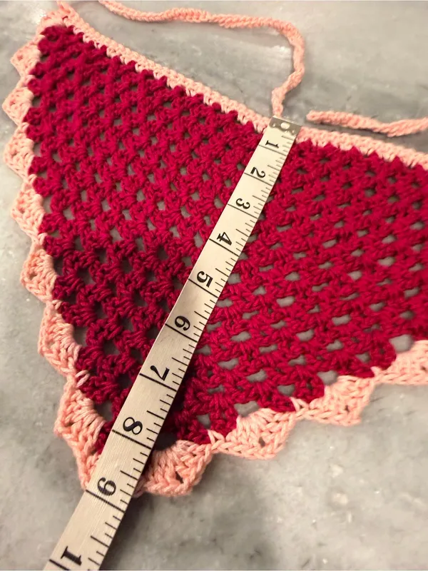 Handmade Crochet Bandana Head Scarf Cotton Boho Triangle Wrap Fest Cottagecore - Image 5
