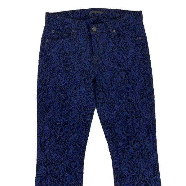 7 For All Mankind Jeans 29 Blue Black Floral Damask Skinny Stretch AU0150149A - Image 2