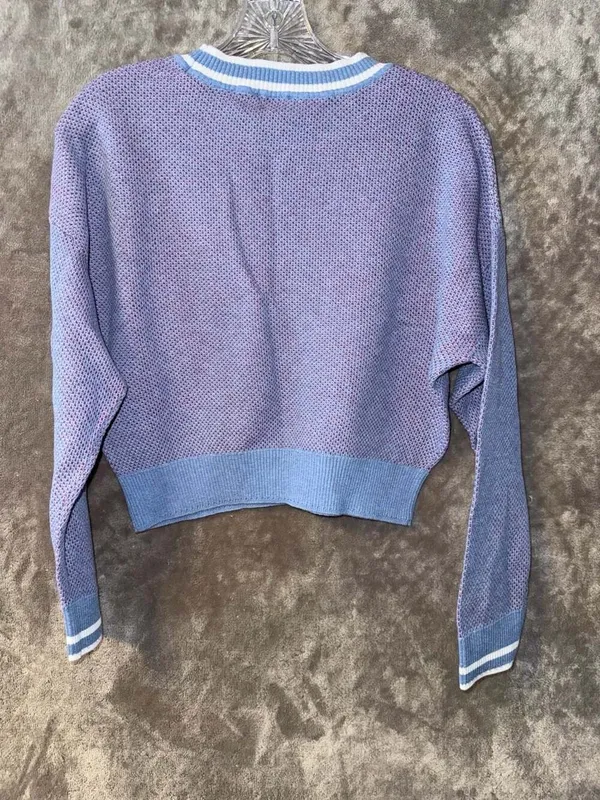 Tommy Jeans Women's Purple Buffalo Ridge Double Knit Sweater Size M - Image 5