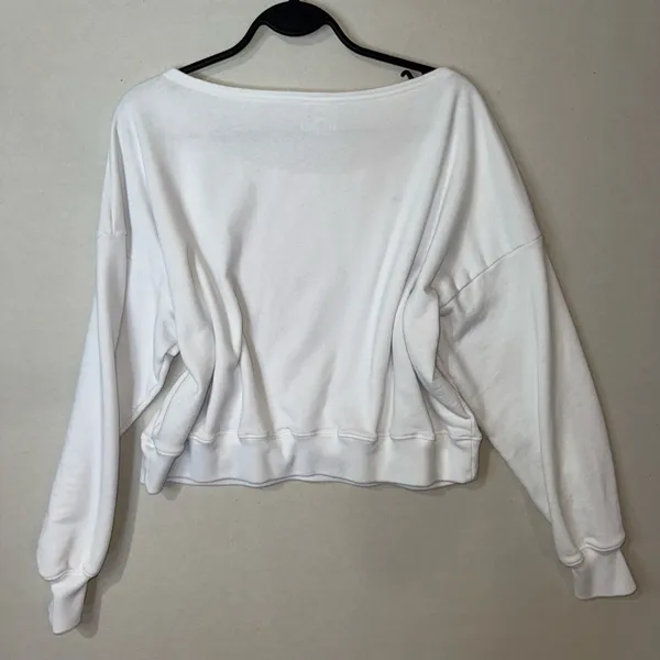 Hollister White Pullover Sweatshirt Women's Size S Logo Long Sleeve Casual - Image 8