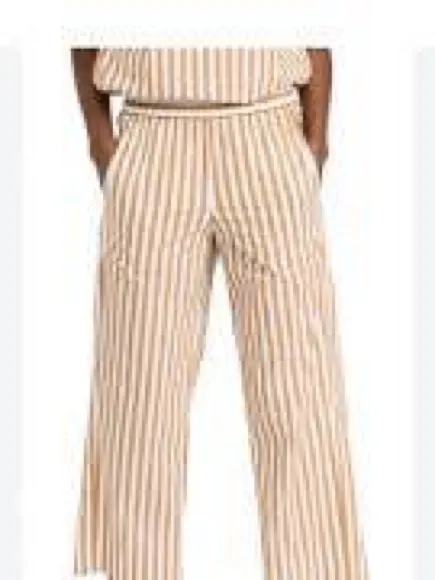 AYR The Beach Club Striped Pants Womens Small Yellow Excellent Pull On Wide Leg - Image 2