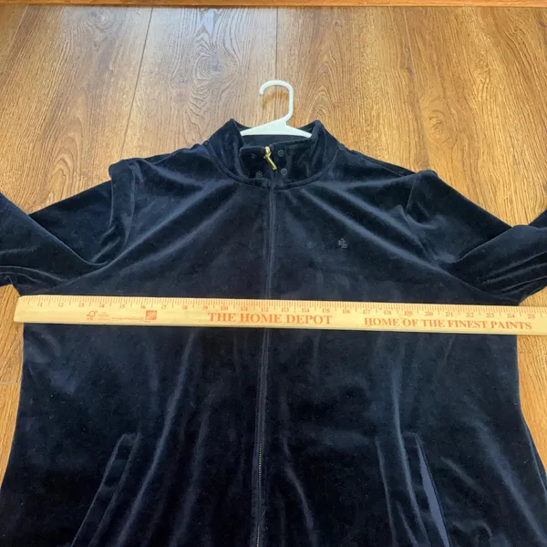 Lauren Ralph Lauren Black Velour‎ Full Zip Track Jacket Womens XL y2k bomber - Image 8