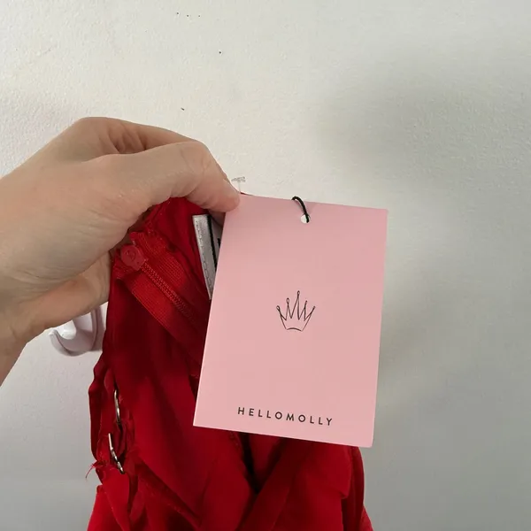 Hello Molly Silky Moment Mini Dress Red Satin V Neck Cocktail Womens Size XS - Image 8