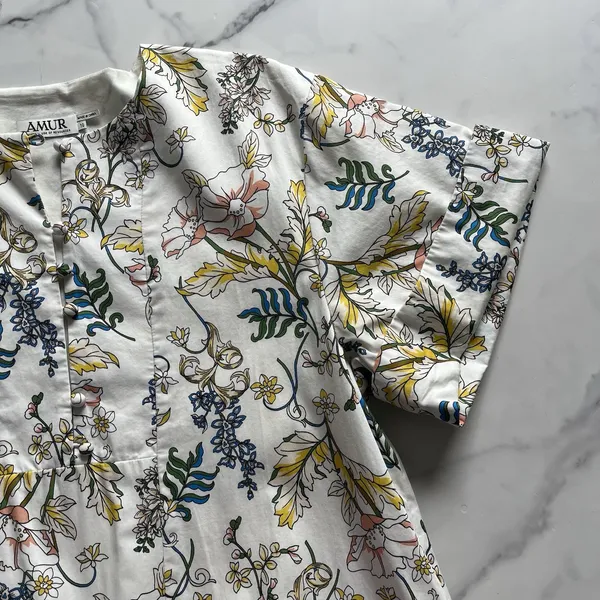 AMUR Zazie Floral Mini Shift Dress Organic Cotton Tiered Babydoll Print Size 10 - Image 10