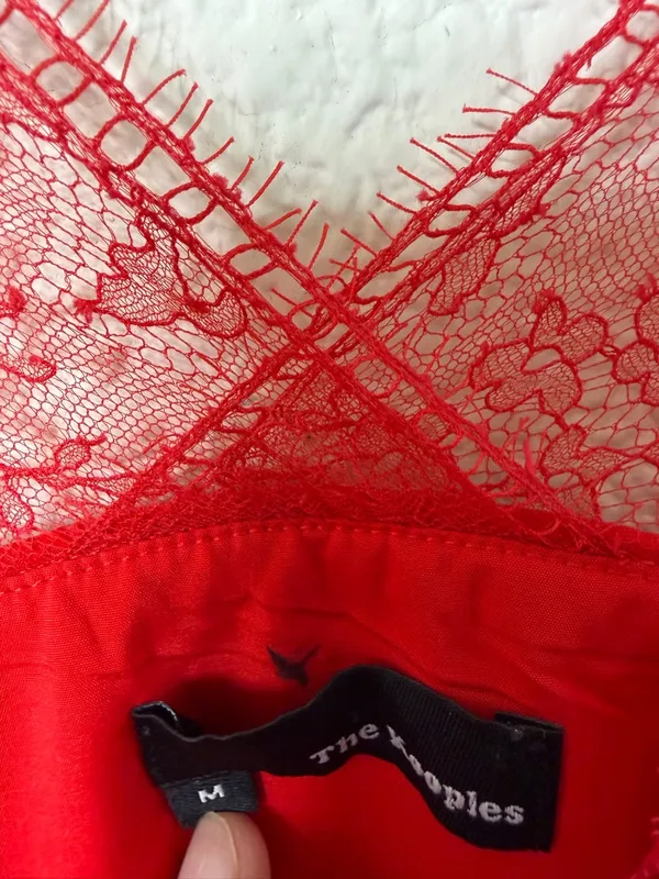 The Kooples Red Crepe Lace Bustier Fit & Flare Dress Womens Size M‎ - Image 12
