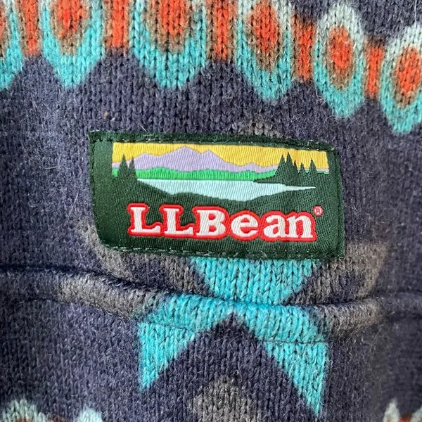L.L. Bean Aztec Southwestern Print Pullover Fleece Jacket Sweatshirt 1/4 Snap L - Image 5