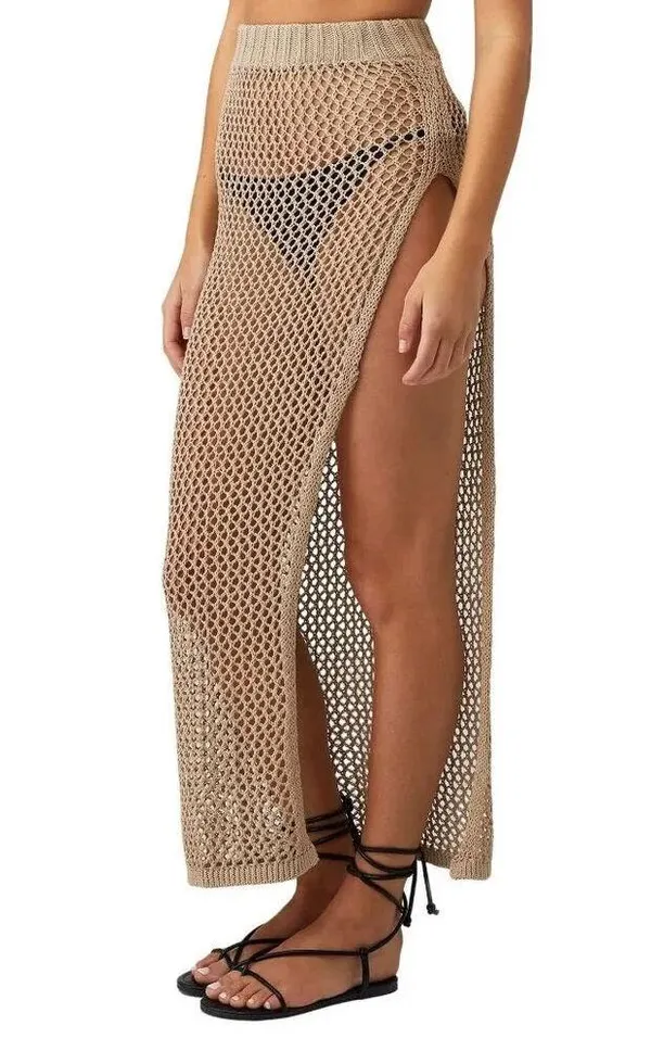Beach Riot Deborah Skirt in Tan Small Womens Swim Cover Up Crochet Maxi - Image 6