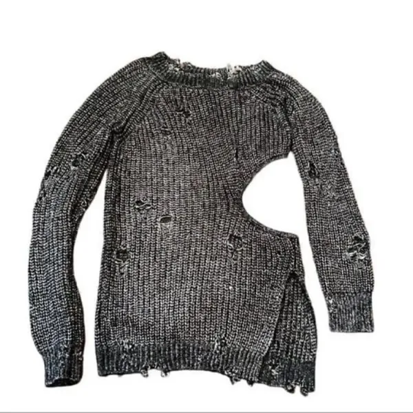 NBD Mundaka Distressed Oversized Black Metallic Sweater(Size Small) - Image 4