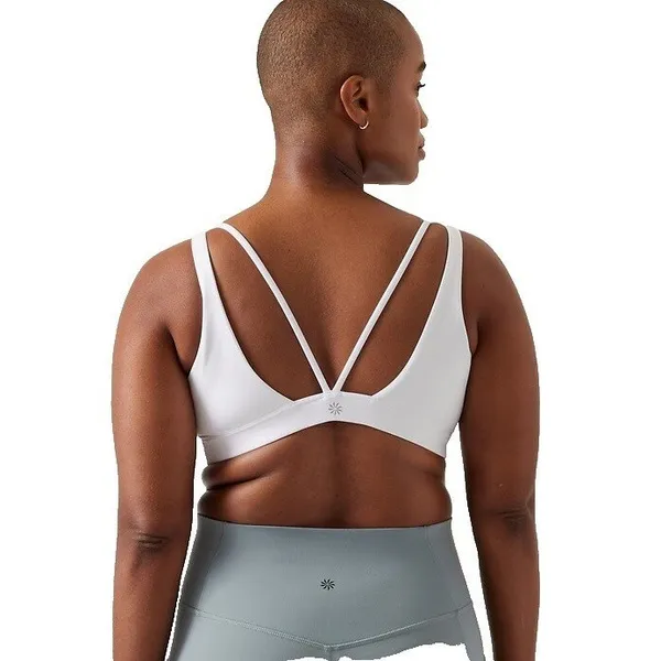 Athleta L Sports Bra Exhale A-C White Low Impact Support Soft Yoga Active 486376 - Image 2