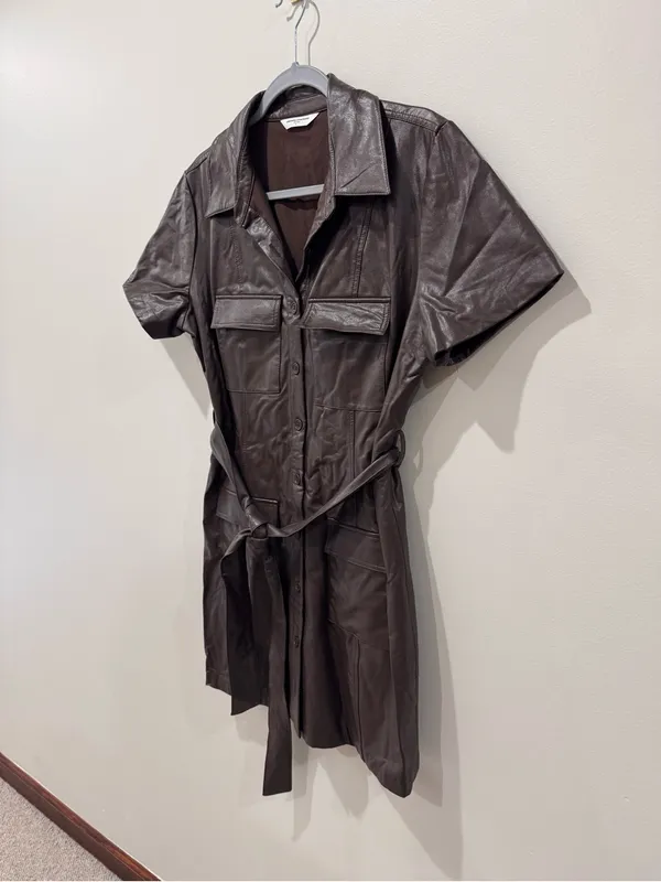 Amanda Uprichard Sz M Short Sleeve Greyson Mini Dress in Cocoa - Image 3