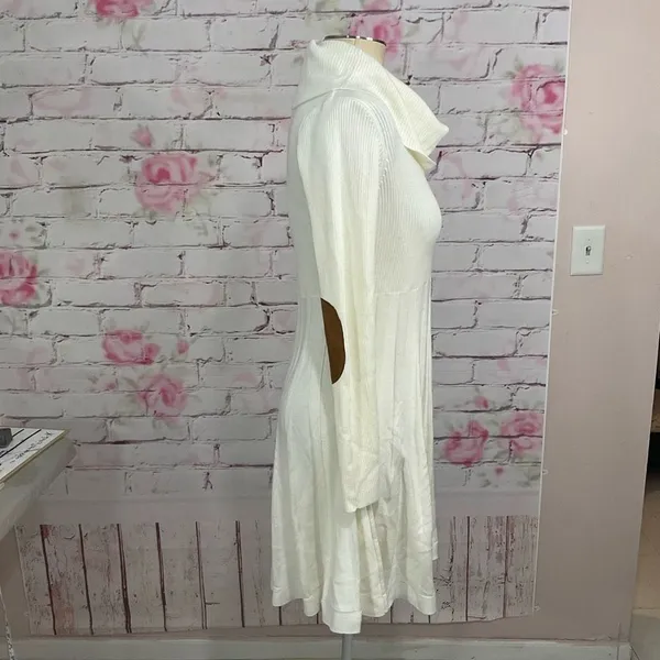 Calvin Klein white cowl neck elbow pad sweater dress - Image 5