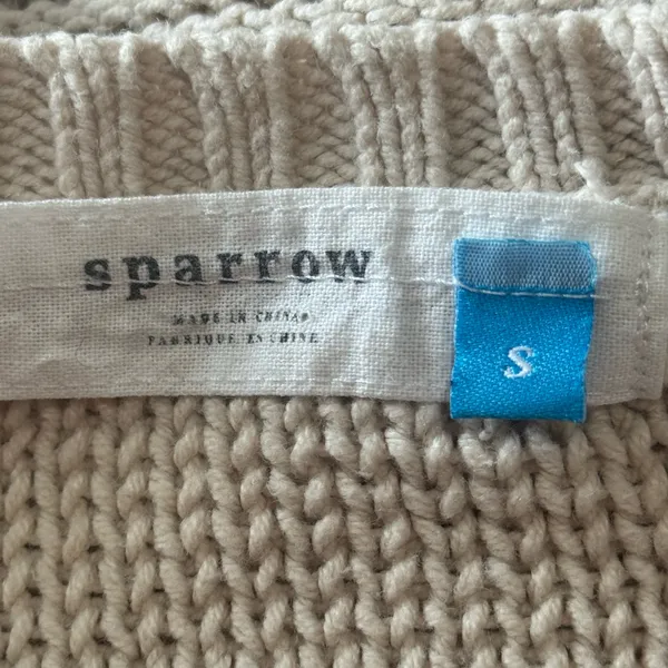 Sparrow Cream Ribbed Knit Poncho Sweater - Size Small - Image 4