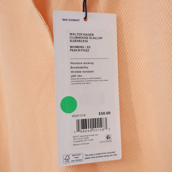 Walter Hagen Clubhouse Scallop Sleeveless Golf Polo Peach Fuzz Womens XS - Image 5
