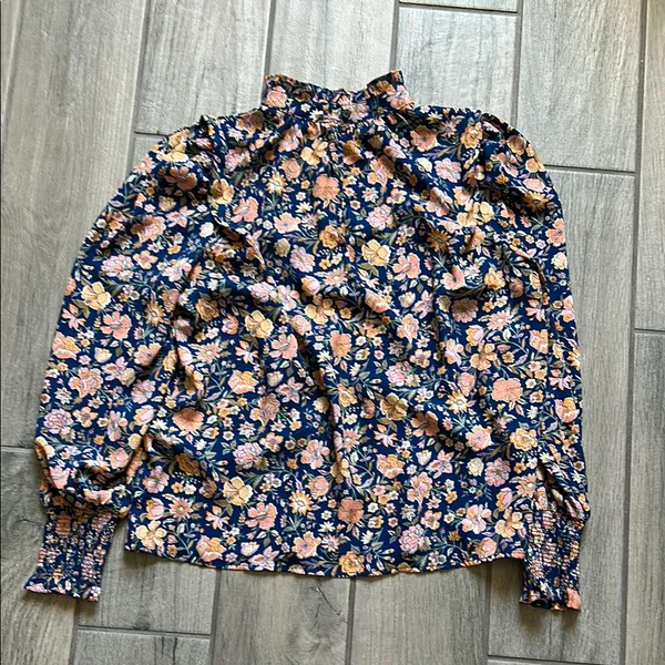 Levi's Blue and Orange Ruffled Floral Blouse - Image 6