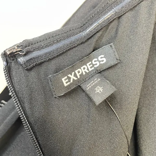 Express black pieced satin strapless bow tie back wide leg jumpsuit XS new nwt - Image 11