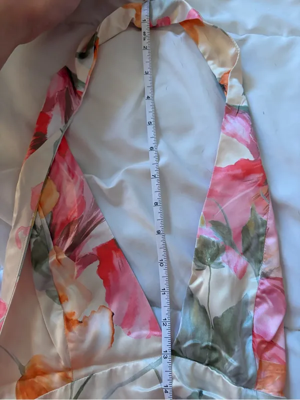Source Unknown Cream Floral Maxi Dress halter neck open back - Image 8