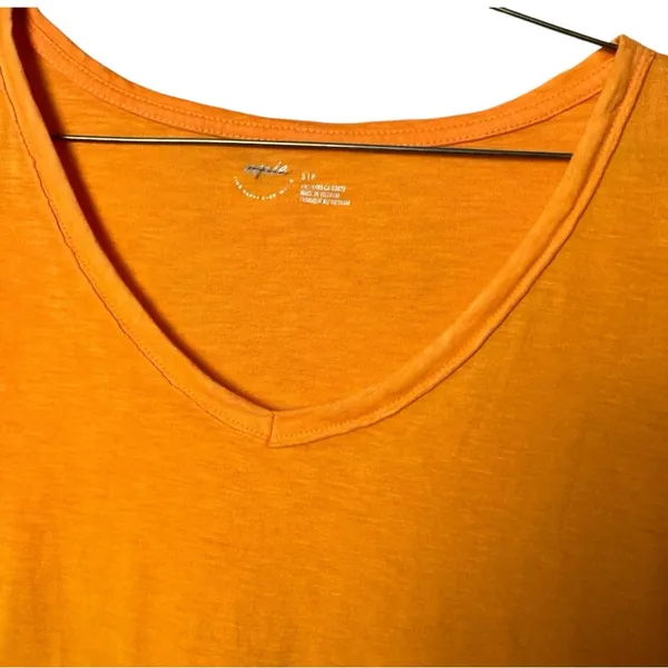 Aerie Oversized Short Sleeve Casual Style Bright Orange V-Neck T-Shirt Sz S - Image 3