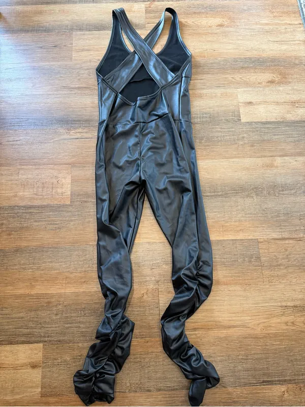 Black Faux-Leather Jumpsuit Size L - Image 2
