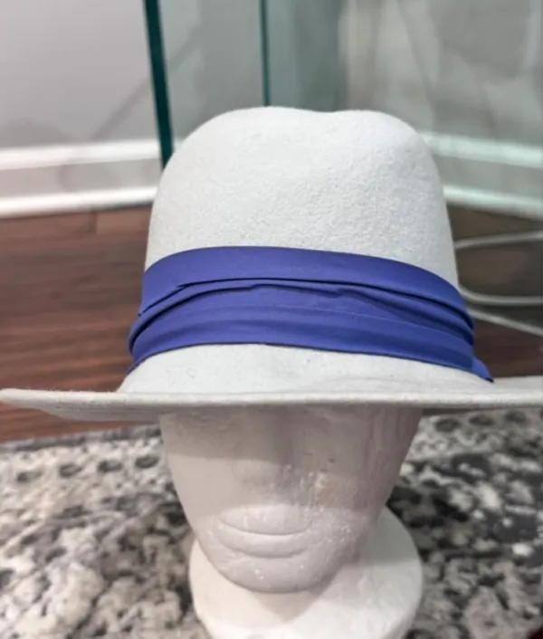 Blue Vintage 'Peachfelt' Wool Fedora Hat with Grosgrain Ribbon - Image 2