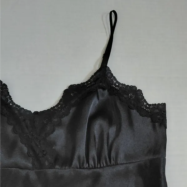 Rampage 90s Revival Y2K Satin Lingerie Cami Babydoll Top Sz XL Black Coquette Sleepwear - Image 6