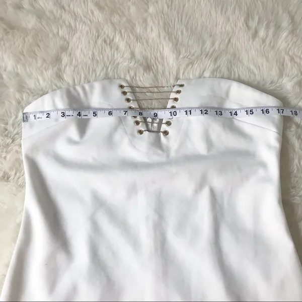 by the way REVOLVE White Strapless Mini‎ Dress Size Large Bodycon Lace Up Chain Party Club - Image 12