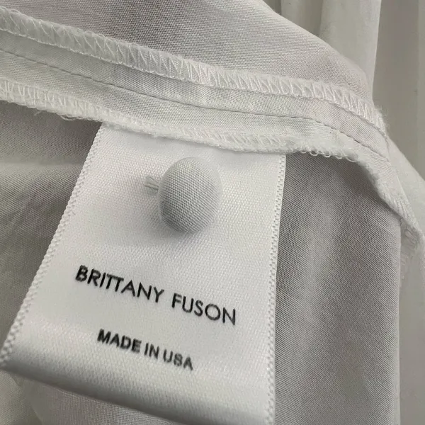 Brittany Fuson White Louisa Button-Front 100% Cotton Tiered Belted Maxi Dress XS - Image 12