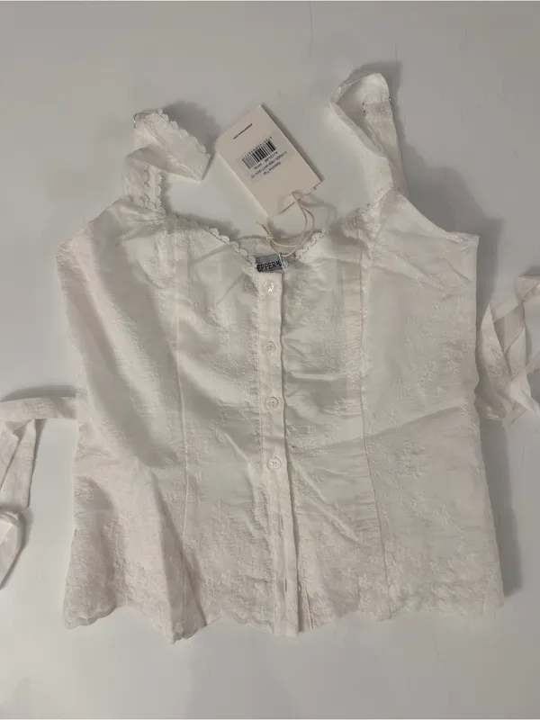 Peppermayo White Lace Button-Front Tank (Addictive Top - White) - Image 2