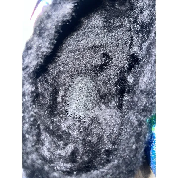 Crocs Classic Black Faux Fur Lined Tie‎ Dye Rainbow Clogs Shoes Slides M7 W9 - Image 6