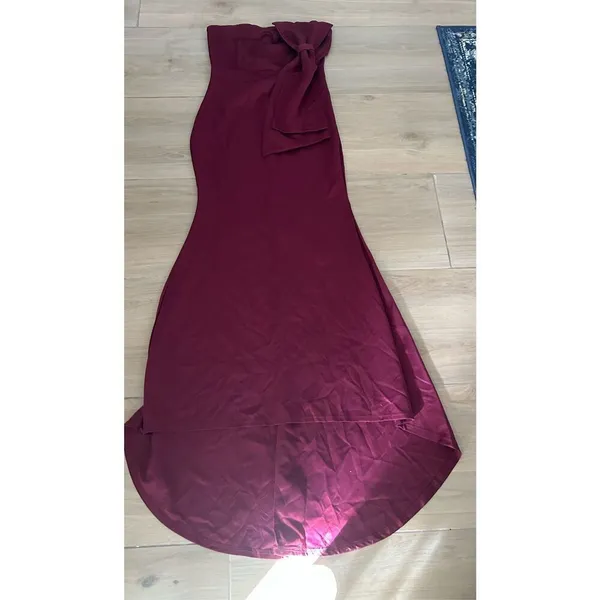 NEW Strapless Oversized Bow Applique Evening Gown Maxi Dress L - Image 3