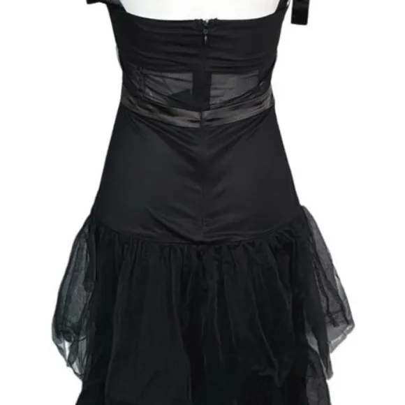 LULUS NWT Mystique Black Tulle Tie-Strap Tiered Maxi Dress Formal XXS - Image 8
