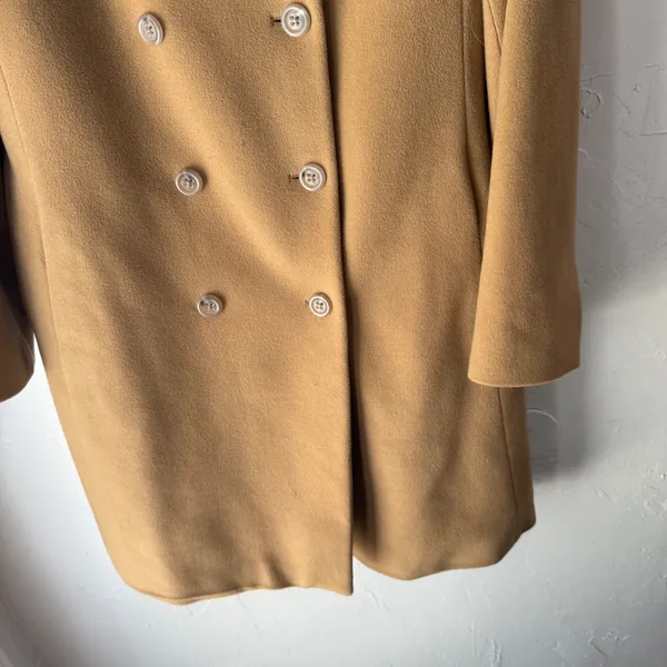 J Crew Double Breasted Wool Blend Coat Camel Size 14‎ Preppy Academia Old Money - Image 3