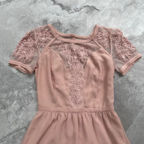 Kimchi Blue Urban Outfitters‎ Dress Womens Size S 2 Pink Lace Short Sleeves - Image 2