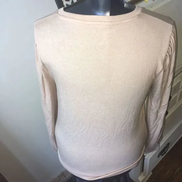 J Crew re-imagined beige scoop neck lightweight gathered sleeve top - Image 2