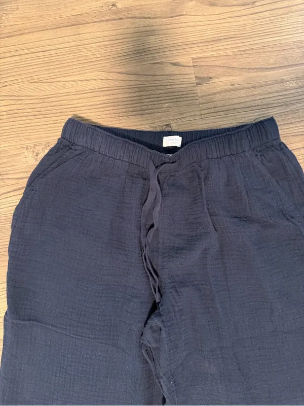 Aritzia Airplush Cotton Navy Wide-Leg Drawstring Sail Pants - Image 4