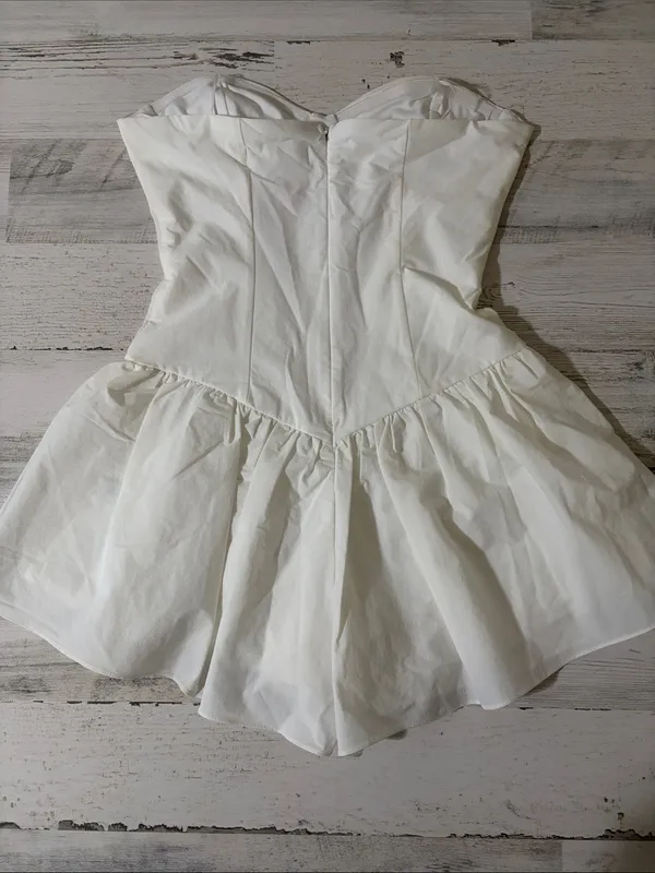 LeLe Brady Corset Mini Romper. Off White - Image 6