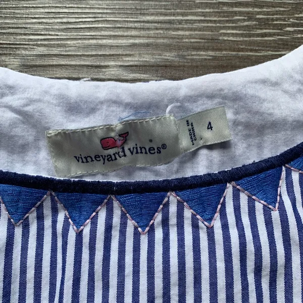 Vineyard Vines Geo Prep Embroidered Swing Dress Marlin Blue Striped 4 - Image 3
