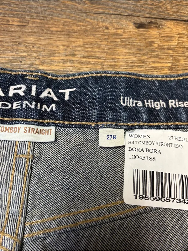 NEW Ariat Jeans Tomboy Straight Ultra High-Rise Women's 27 Button Fly Distress - Image 7