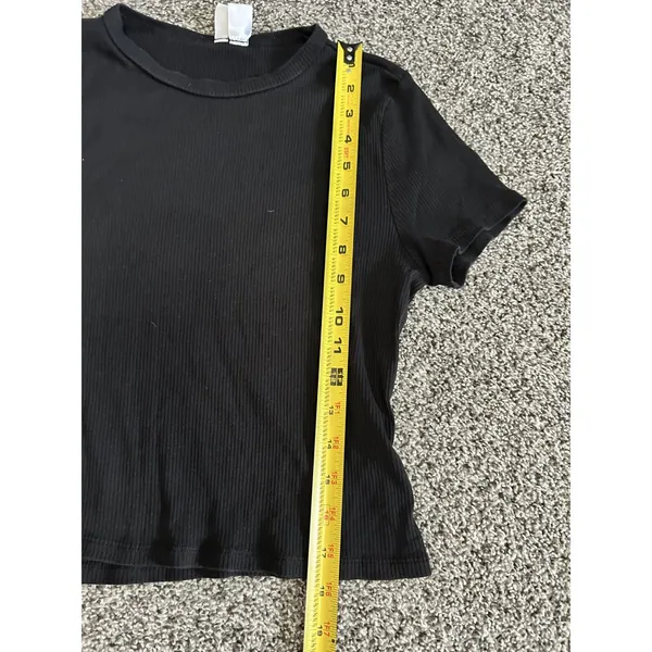 H&M Divided black ribbed short-sleeve crop top XL - Image 3