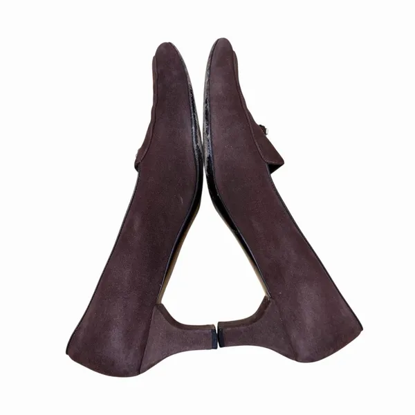 Salvatore Ferragamo Women's Sz 8.5 Brown Tassel Square Toe Heels Suede Leather - Image 4